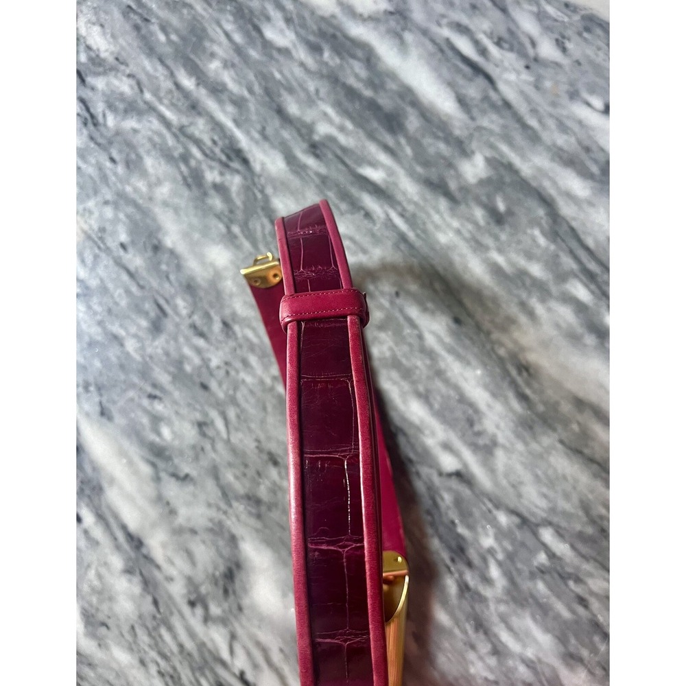 Judith Leiber Burgundy & Gold‎ Alligator Leather Waist Belt - Picture 3 of 5